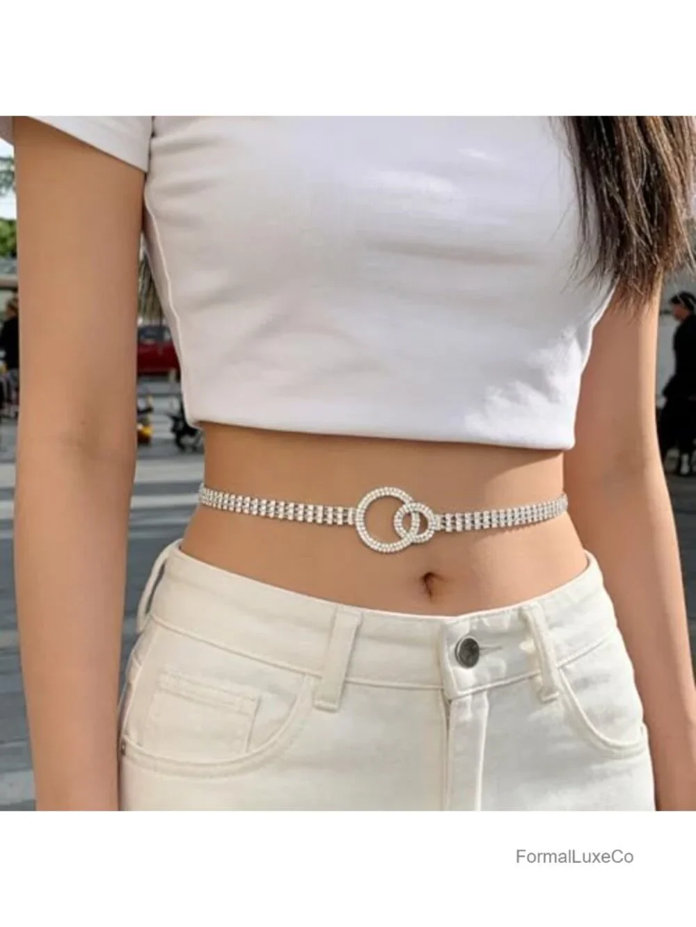 Rhinestone Belt for Women Formal Dress Belt Silver Crystal Belt